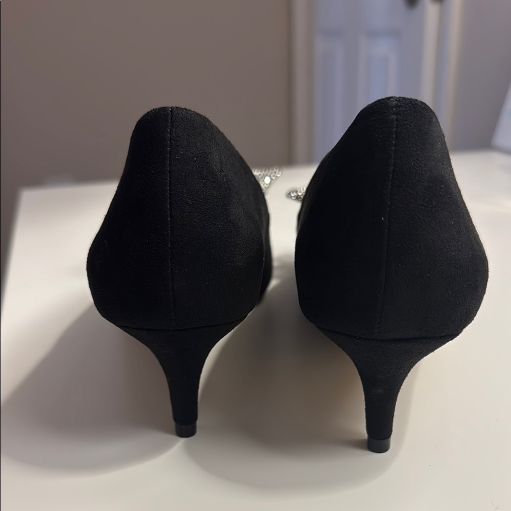 J. Crew Black Heels with Silver Bow - Picture 3 of 4